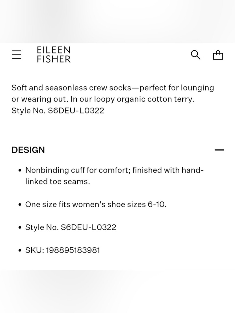 Eileen Fisher Loopy Terry Crew Socks - Charcoal - Picture 4 of 4